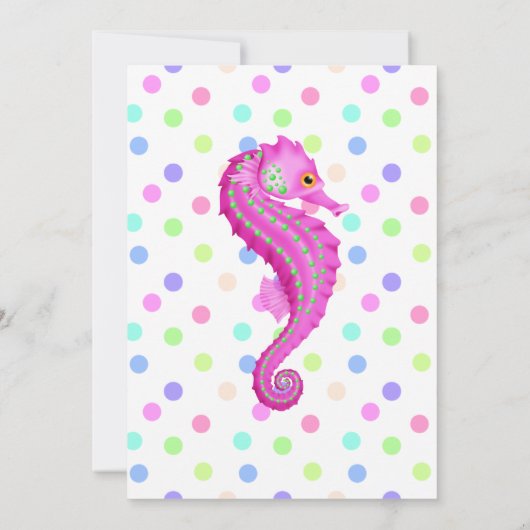 INVITATIE POLKA DOT SEAHORSE PARTIJ KAART (Achterkant)