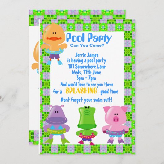 INVITATIE POOLPARTIJEN KAART (Voorkant / Achterkant)