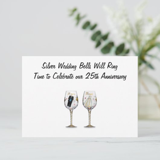 INVITATIE "SILVER WEDDING BELLS" KAART (Staand voorkant)