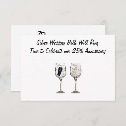 INVITATIE "SILVER WEDDING BELLS" KAART (Voorkant / Achterkant)