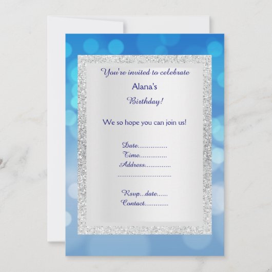 INVITATIE VAN BLUE Silver klassieke PARTIJEN Kaart (Voorkant)