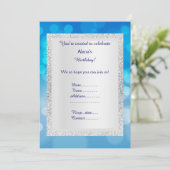 INVITATIE VAN BLUE Silver klassieke PARTIJEN Kaart (Staand voorkant)