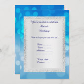 INVITATIE VAN BLUE Silver klassieke PARTIJEN Kaart (Voorkant / Achterkant)