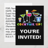 INVITATIE VAN COCKTAIL GLASSEN-UP PARTIJEN KAART (Voorkant / Achterkant)