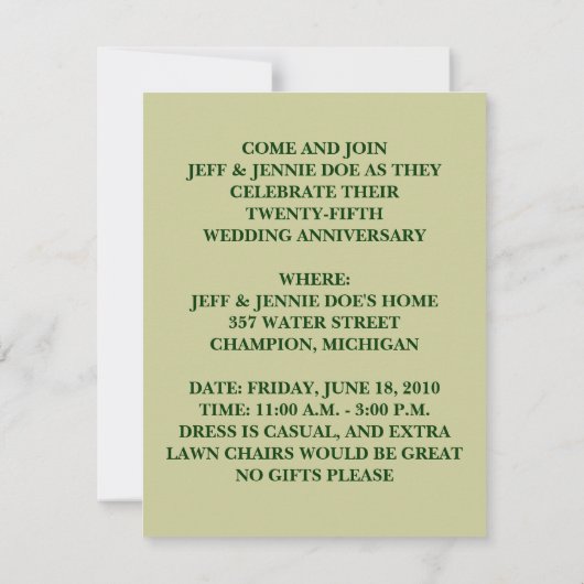 INVITATIE VAN DE FUN ~ AMERIKAANSE GOTHISCHE JUBIL KAART (Achterkant)