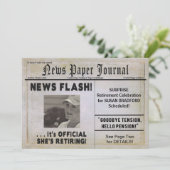 INVITATIE VAN DE RETIRINGPARTIJ (NEWSPAPER) KAART (Staand voorkant)