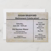 INVITATIE VAN DE RETIRINGPARTIJ (NEWSPAPER) KAART (Achterkant)