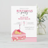INVITATIE VAN FUN PINK CAKE BIRTHDAY-PARTIJ KAART (Staand voorkant)