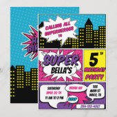 INVITATIE VAN MEERDERE SUPERHEROES BIRTHDAY PARTIJ KAART (Voorkant / Achterkant)