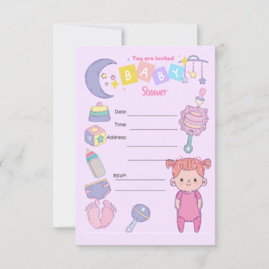 INVITATIE VAN MEISPARTIJEN BABY SHOWER KAART (Voorkant)