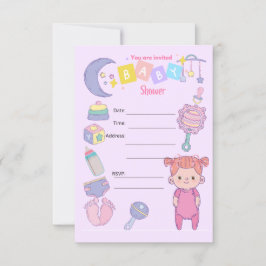 INVITATIE VAN MEISPARTIJEN BABY SHOWER KAART