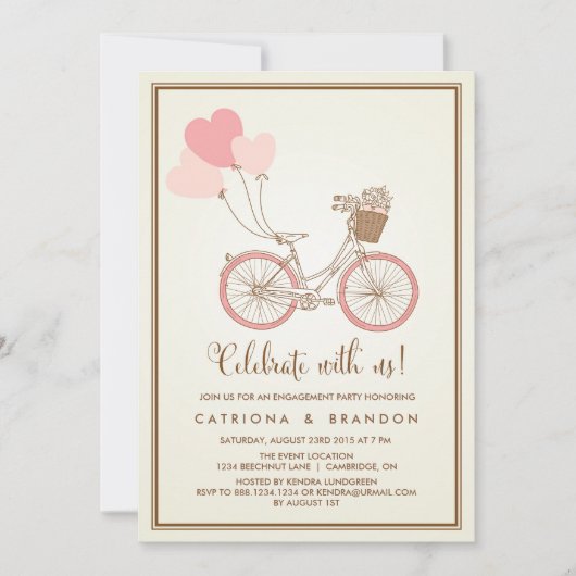 INVITATIE VAN  PINKBICYCLE-ENGAGEMENT PARTIJ KAART (Voorkant)