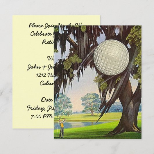 INVITATIE VAN RETIREPARTIJEN GOLFER EZ2 AANGEPAST KAART (Voorkant / Achterkant)
