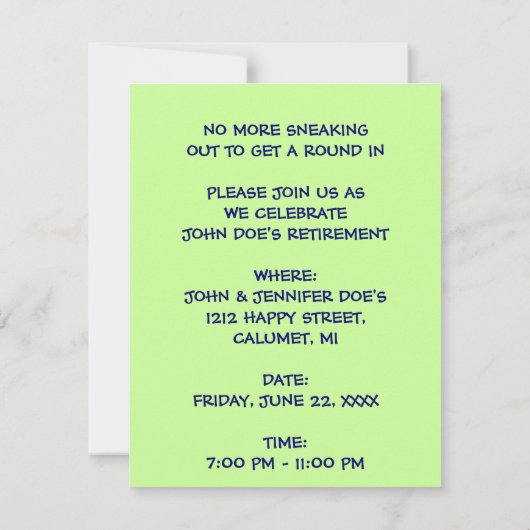 INVITATIE VAN RETIREPARTIJEN GOLFER EZ2 AANGEPAST KAART (Achterkant)