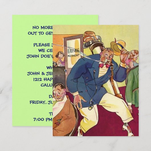 INVITATIE VAN RETIREPARTIJEN GOLFER EZ2 AANGEPAST KAART (Voorkant / Achterkant)