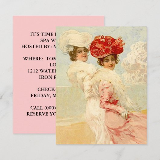 INVITATIE VAN VRIENDEN VAN VROUWEN VICTORIAANS KAART (Voorkant / Achterkant)