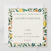 INVITATIE VAN WILLIAM MORRIS BIRTHDAY PARTIJ KAART (Achterkant)