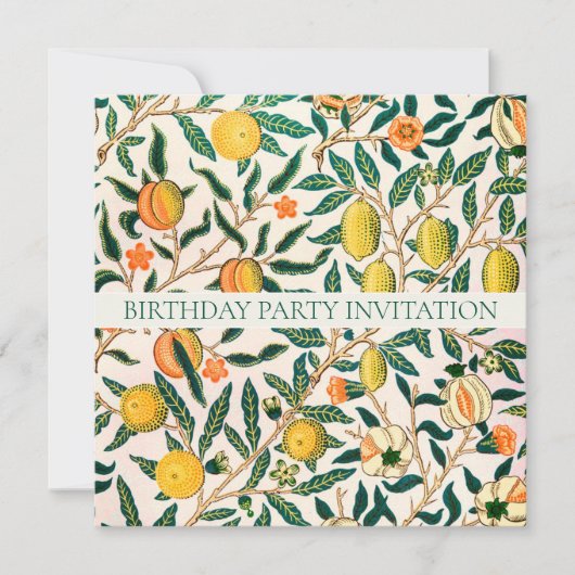 INVITATIE VAN WILLIAM MORRIS BIRTHDAY PARTIJ KAART (Voorkant)