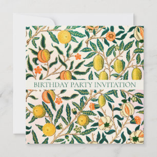 INVITATIE VAN WILLIAM MORRIS BIRTHDAY PARTIJ KAART