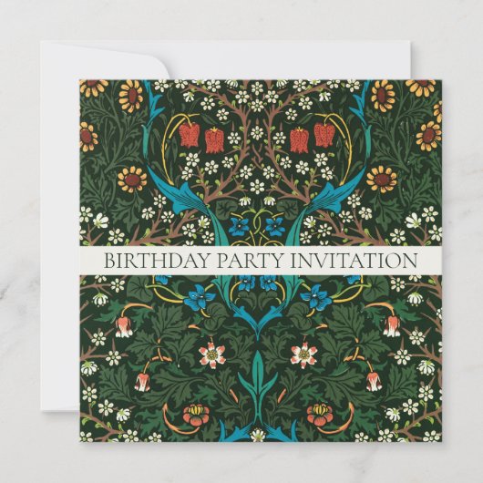 INVITATIE VAN WILLIAM MORRIS BIRTHDAY PARTIJ KAART (Voorkant)