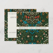 INVITATIE VAN WILLIAM MORRIS BIRTHDAY PARTIJ KAART (Voorkant / Achterkant)