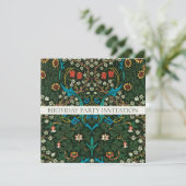 INVITATIE VAN WILLIAM MORRIS BIRTHDAY PARTIJ KAART (Staand voorkant)