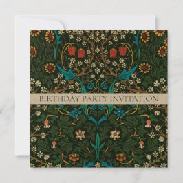 INVITATIE VAN WILLIAM MORRIS BIRTHDAY PARTIJ KAART
