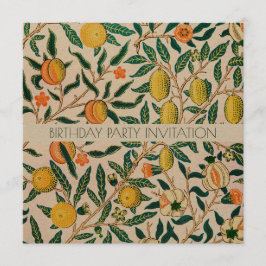 INVITATIE VAN WILLIAM MORRIS BIRTHDAY PARTIJ KAART
