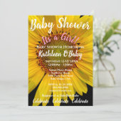 INVITATIE VOOR ZONNLOWER FOTO BABY GIRL SHOWER KAART (Staand voorkant)