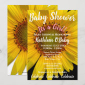 INVITATIE VOOR ZONNLOWER FOTO BABY GIRL SHOWER KAART (Voorkant / Achterkant)