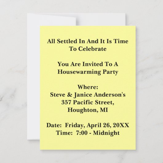 INVITATIE Warm & Investissement Home HUUSEWARMING Kaart (Achterkant)