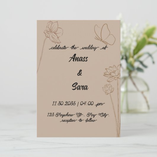 Invitatie wedding kaart (Staand voorkant)
