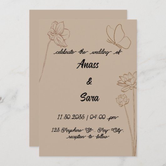 Invitatie wedding kaart (Voorkant / Achterkant)