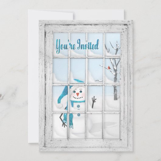 INVITATIE - WINTERBLUES - SNOWMAN - VENSTER KAART (Voorkant)