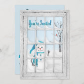 INVITATIE - WINTERBLUES - SNOWMAN - VENSTER KAART (Voorkant / Achterkant)