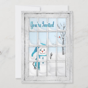 INVITATIE - WINTERBLUES - SNOWMAN - VENSTER KAART