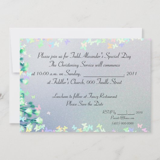 Invitaties Baptism Christening Sjablonen (Achterkant)