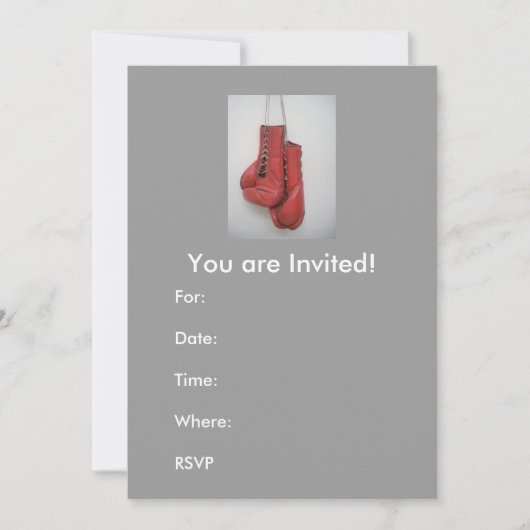 Invitaties, boxinghandschoenen kaart (Voorkant)