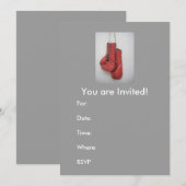 Invitaties, boxinghandschoenen kaart (Voorkant / Achterkant)
