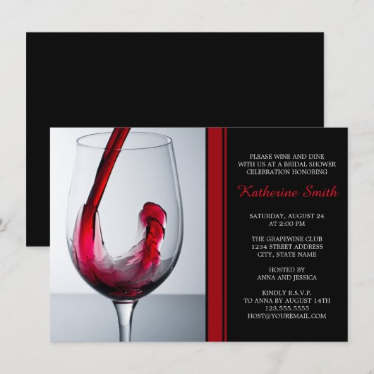 Invitaties in de bridale douche van wijn - Aangepa Kaart (Voorkant / Achterkant)