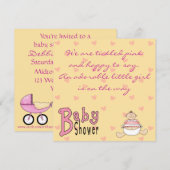 Invitaties in de draaibare roze douche kaart (Voorkant / Achterkant)