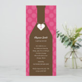 Invitaties in de glazen flesje van wijn - Roze Kaart (Staand voorkant)