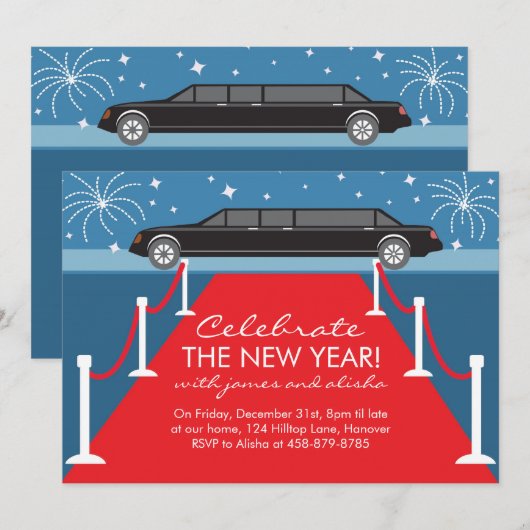 Invitaties in Limousine en Red Carpet Kaart (Voorkant / Achterkant)