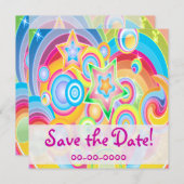 Invitaties kleurrijke Retro Star-voeding Save The Date (Voorkant / Achterkant)