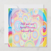 Invitaties kleurrijke Retro Star-voeding Save The Date (Achterkant)