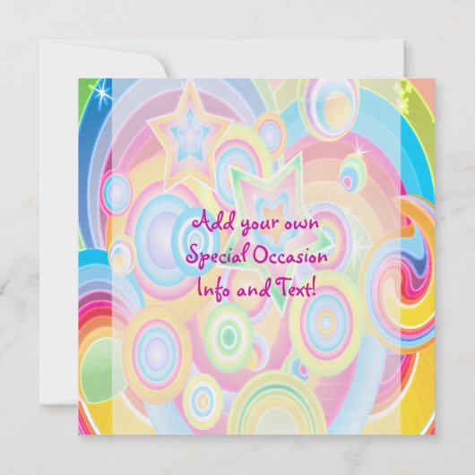 Invitaties kleurrijke Retro Star-voeding Save The Date (Achterkant)