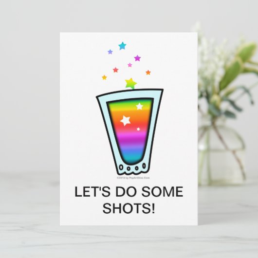 INVITATIES - RAINBOW SHOT GLASS KAART (Staand voorkant)