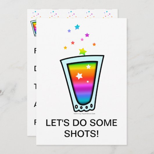 INVITATIES - RAINBOW SHOT GLASS KAART (Voorkant / Achterkant)