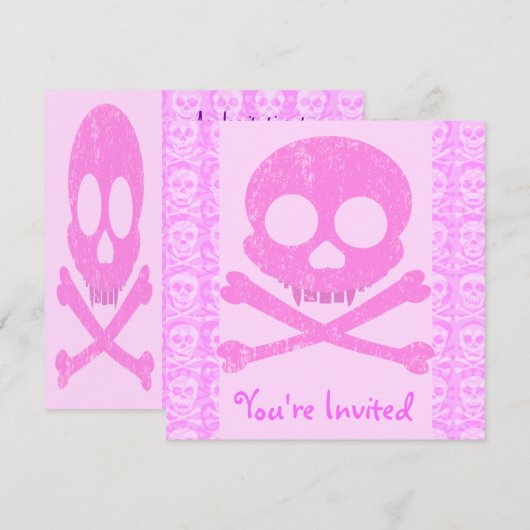 Invitaties van de roze huid kaart (Voorkant / Achterkant)