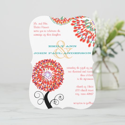 Invitaties van de Teardrop-bloem Kaart (Staand voorkant)